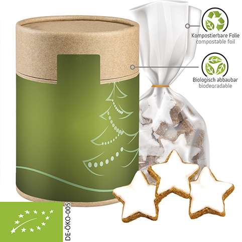 Bio Zimtsterne, ca. 100g, Beutel in Kraftpapierdose Maxi