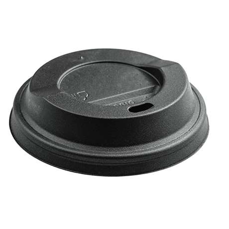 Verpackung, ca. 1g, Kompostierbare Deckel für Becher schwarz 80mm