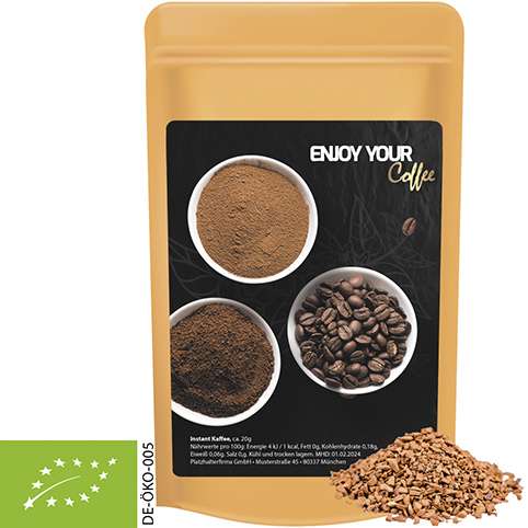 Bio Instant Kaffee, ca. 20g, Standbeutel Mini