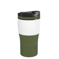 Becher weiß, Ring olivgrün, Hülle olivgrün