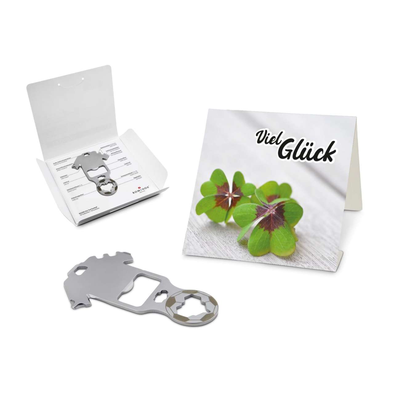 Geschenkartikel: ROMINOX® Key Tool Funktionen) im Motiv-Mäppchen Viel Glück