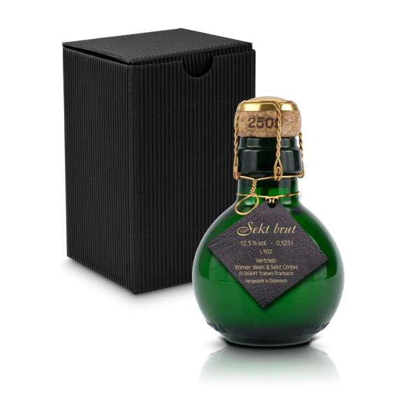 Kleinste Sektflasche der Welt! schwarzer Anhänger - Inklusive Geschenkkarton in, 125 ml