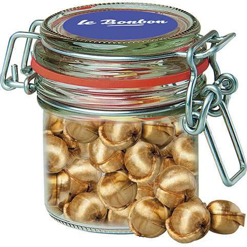Goldnüsse Bonbons, ca. 60g, Bonbonglas Mini