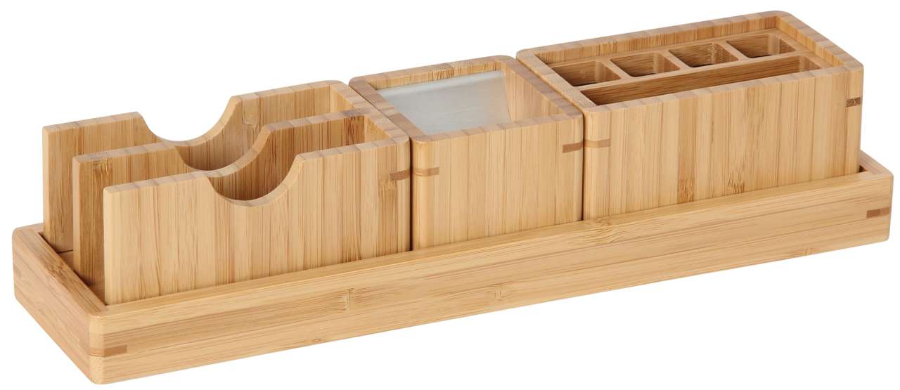 Stifte- und Zettelhalter, Bambus, 4-teilig