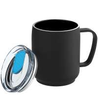 Becher schwarz, Deckel cyan