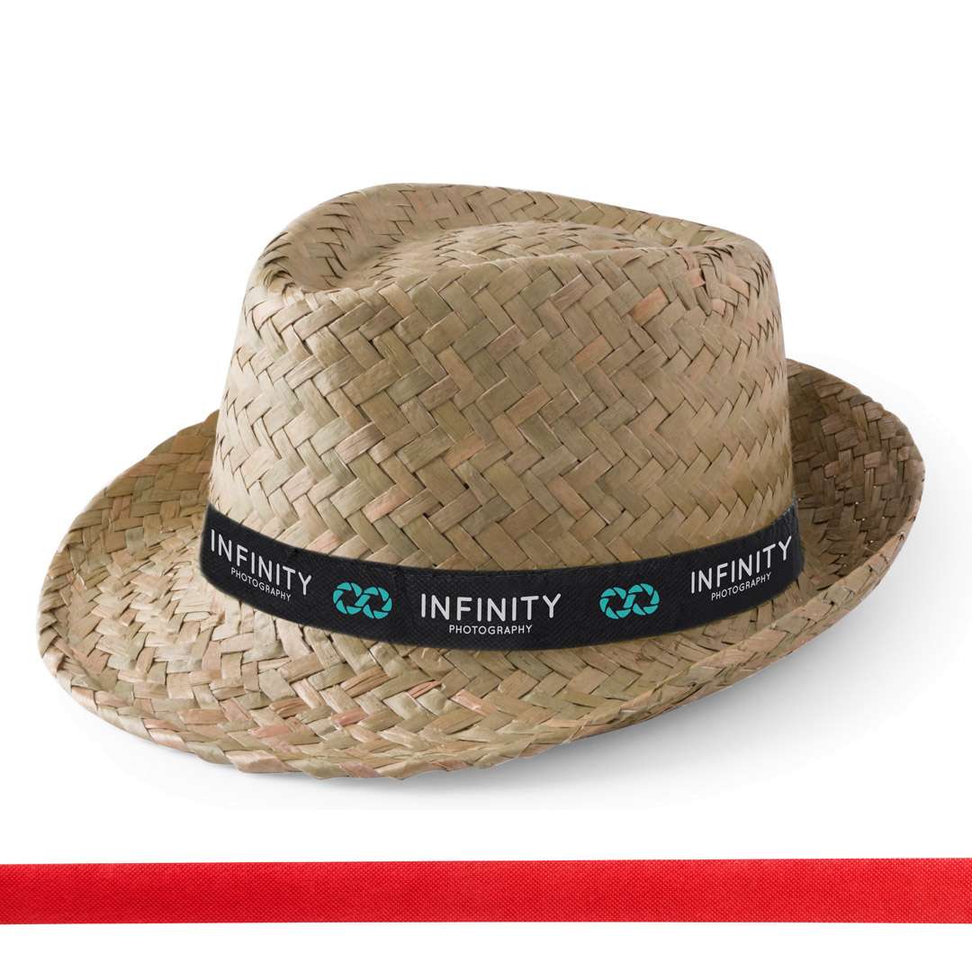 Strohhut Zelio (natur) mit bedrucktem Hutband