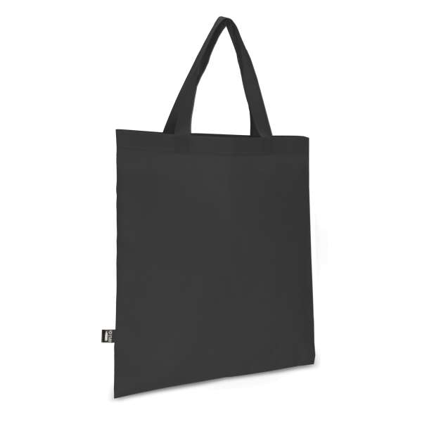 R-PET Tragetasche aus Non Woven mit kurzen Griffen 38 x 42cm 75g / m²