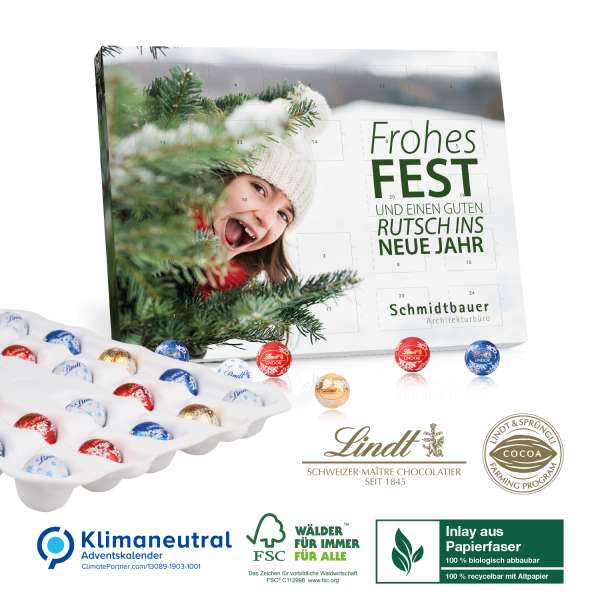 Tisch-Adventskalender Lindt "Gourmet Edition" Organic, Klimaneutral, FSC®