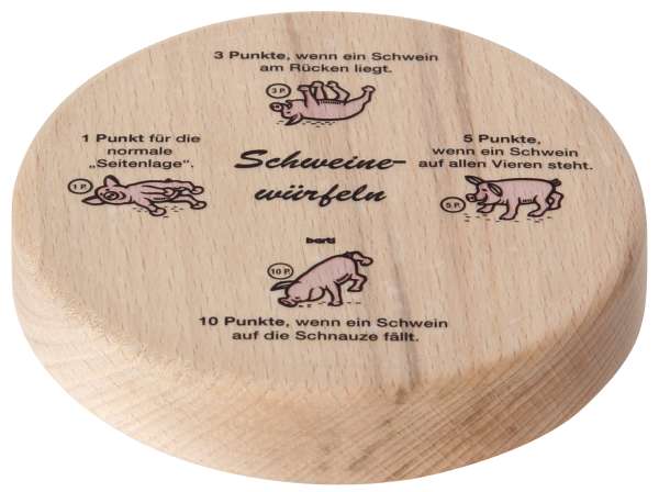 Bierdeckelspiel Schweine-Würfeln