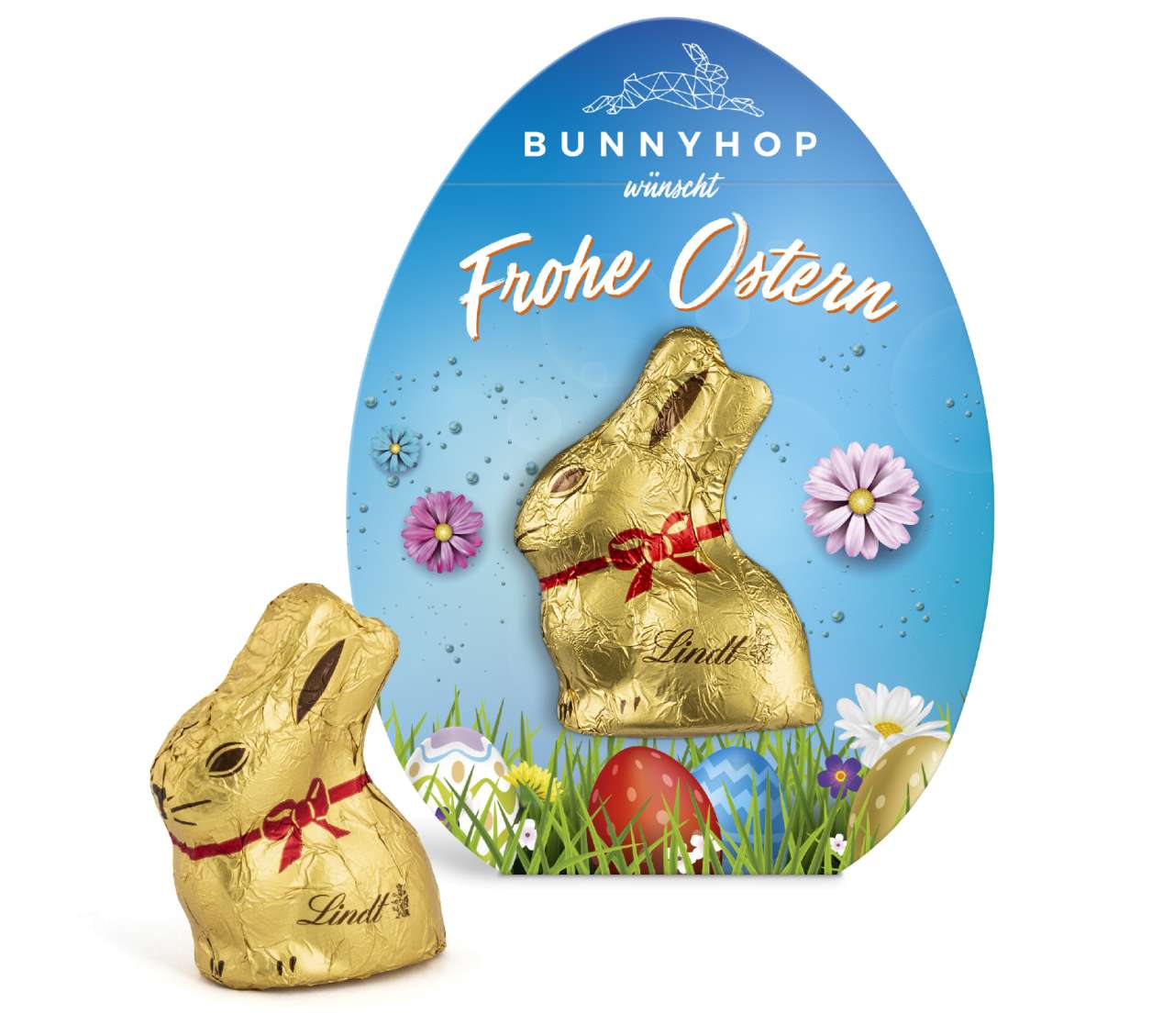 Lindt Mini Goldhase in Osterei-Werbekartonage