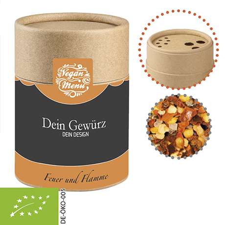 Bio Gewürzmischung Feuer und Flamme, ca. 75g, Kraftpapierstreuer Midi