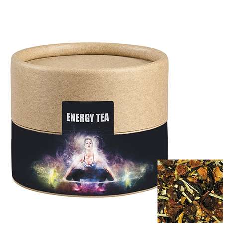 Kräutertee EnergieMix + Koffein, ca. 15g, Biologisch abbaubare Eco Pappdose Mini