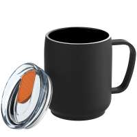 Becher schwarz, Deckel orange