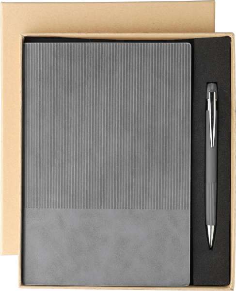 Recyceltes PU-Notizbuch (A5) und Kugelschreiber-Set Tarek