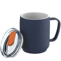 Becher blau, Deckel orange