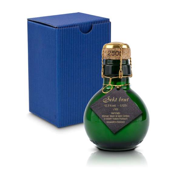 Kleinste Sektflasche der Welt! schwarzer Anhänger - Inklusive Geschenkkarton in, 125 ml