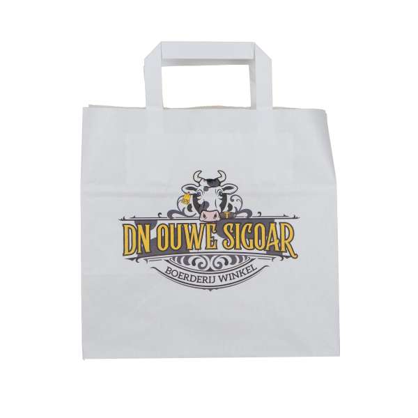 Papier Tragetaschen mit flach gefalteter Griff