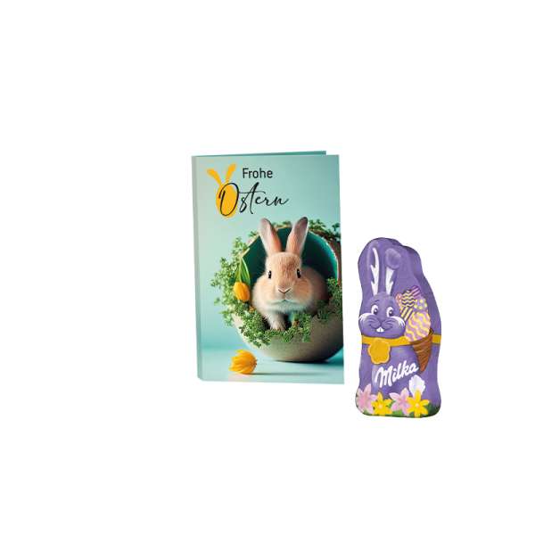 Werbekarte Visitenkartenformat mit Osterhase