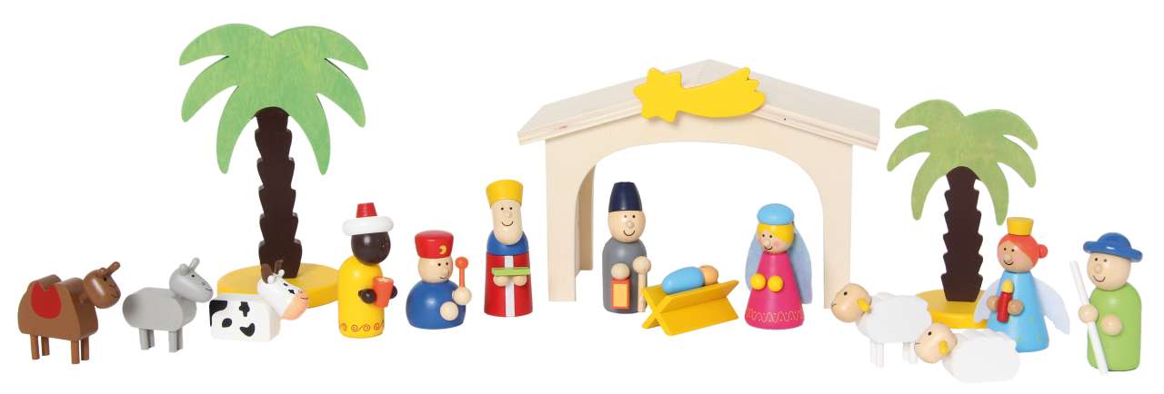 Krippe Holz 16-tlg.