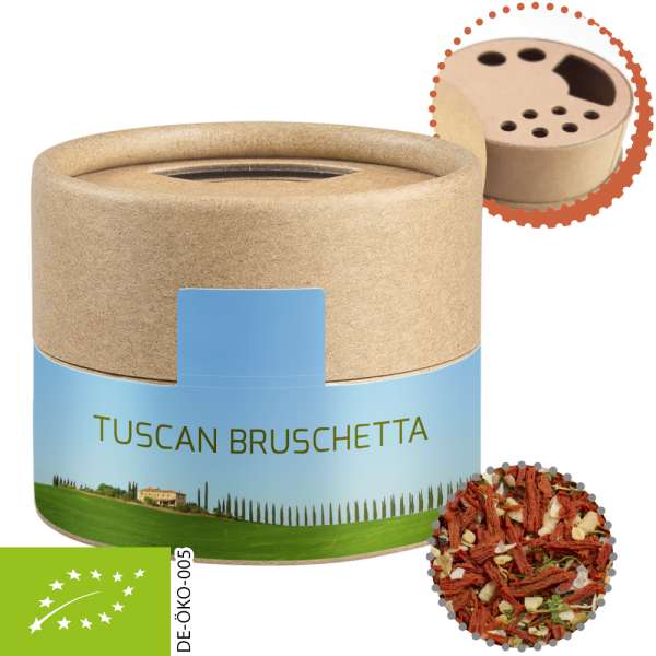 Bio Gewürzmischung Toskanische Bruchetta, ca. 28g, Biologisch abbaubarer Eco Pappstreuer Mini