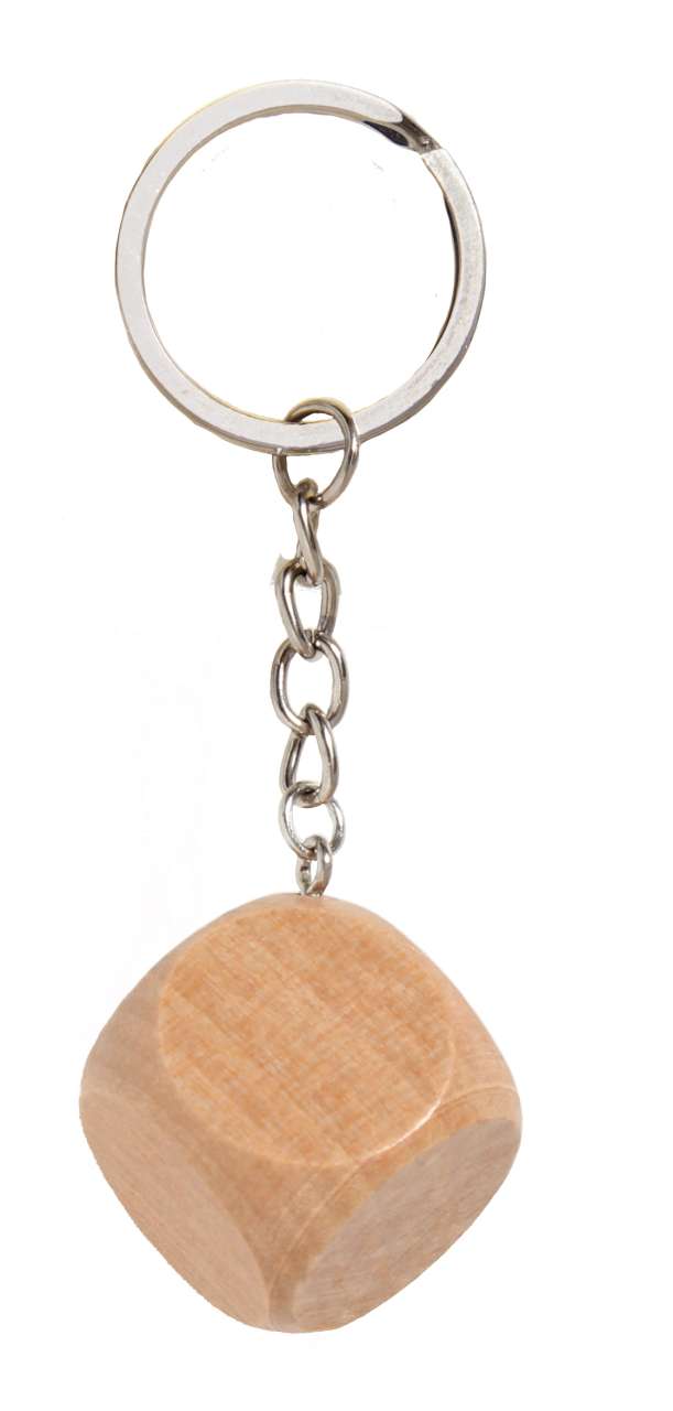 Schlüsselanhänger Würfel blanko, Buche