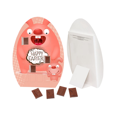 Schokolade-Box in Ostereiform mit 20 Rechteckigen Schokoladentäfelchen