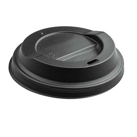 Verpackung, ca. 1g, PE Deckel für Becher schwarz 90mm