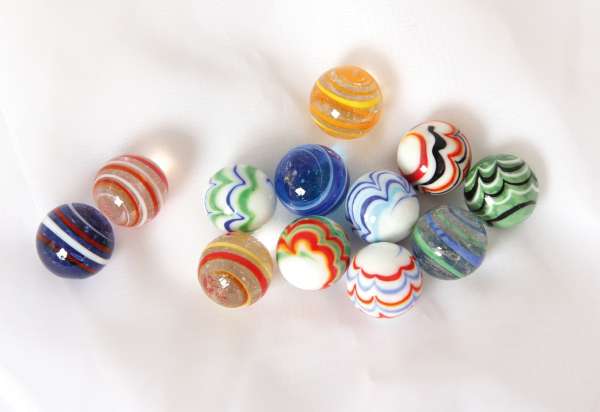 Glas-Murmeln Streifenmix 25 mm, 12-tlg.