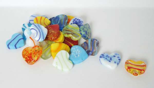 Glas-Herzen flach, 24-tlg.