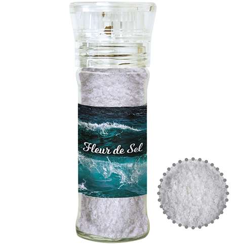 Fleur de Sel, ca. 40g, transparente Gewürzmühle