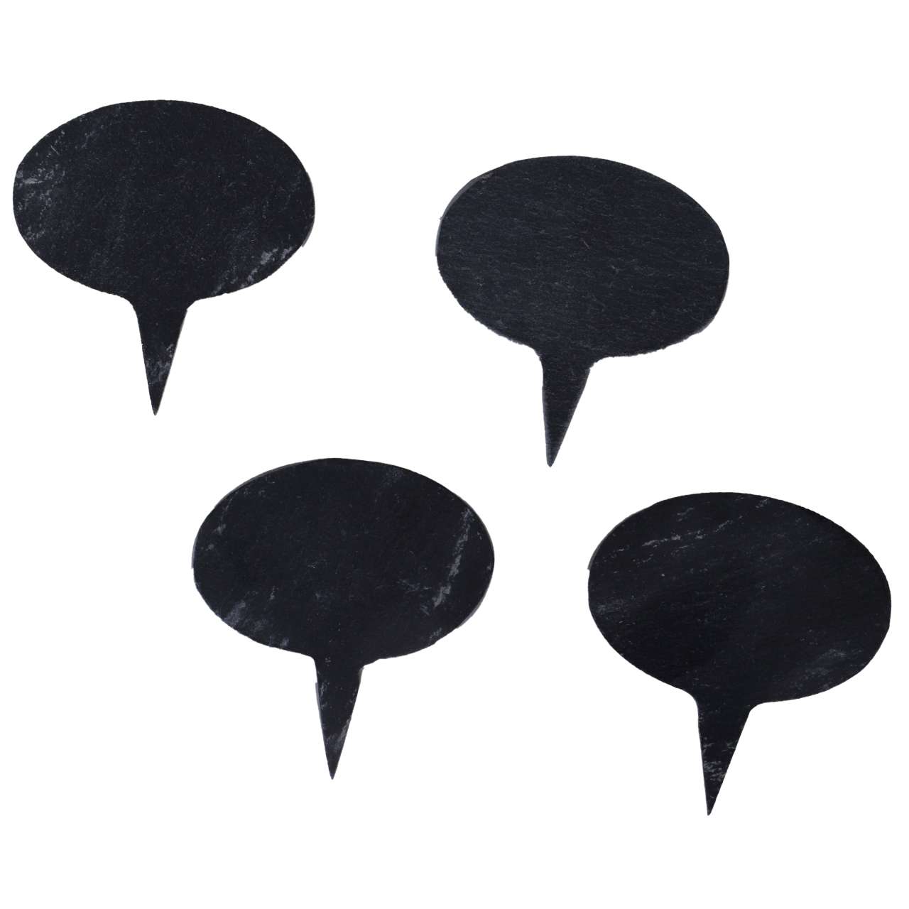 Schieferschild oval zum Stecken, 4er Set, mit Kreide zum Beschriften
