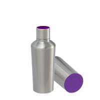 Flasche silber, Deckel lila, Boden lila