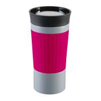 Becher grau, Hülle magenta