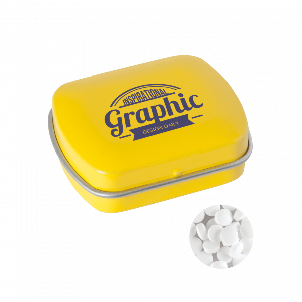 Kleine Blechdose mit ca. 10 gr. extra strong Minties `Triangle`