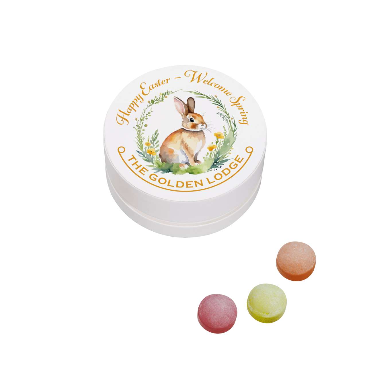 Papier XS-Taschendose mit XS-Kalfany-Fruchtbonbons, 13g