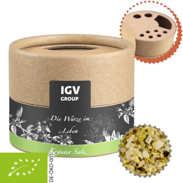 Bio Gewürzmischung Kräutersalz, ca. 40g, Kraftpapierstreuer Mini