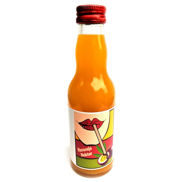 Maracuja-Nektar 200 ml Glasflasche mit bedrucktem Label - pfandfrei