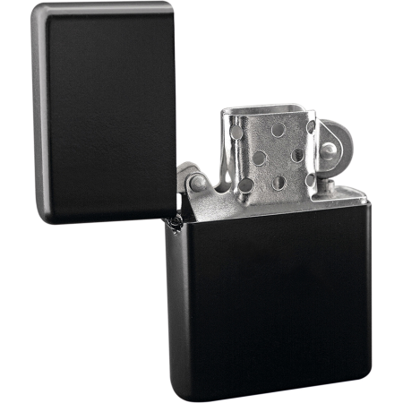 Benzin Feuerzeug American Style Schwarz matt mit Kappe, nachfüllbar (LEER)