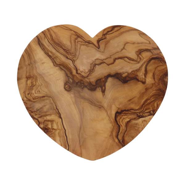 Brettchen in Herzform, aus Olivenholz, 21 cm