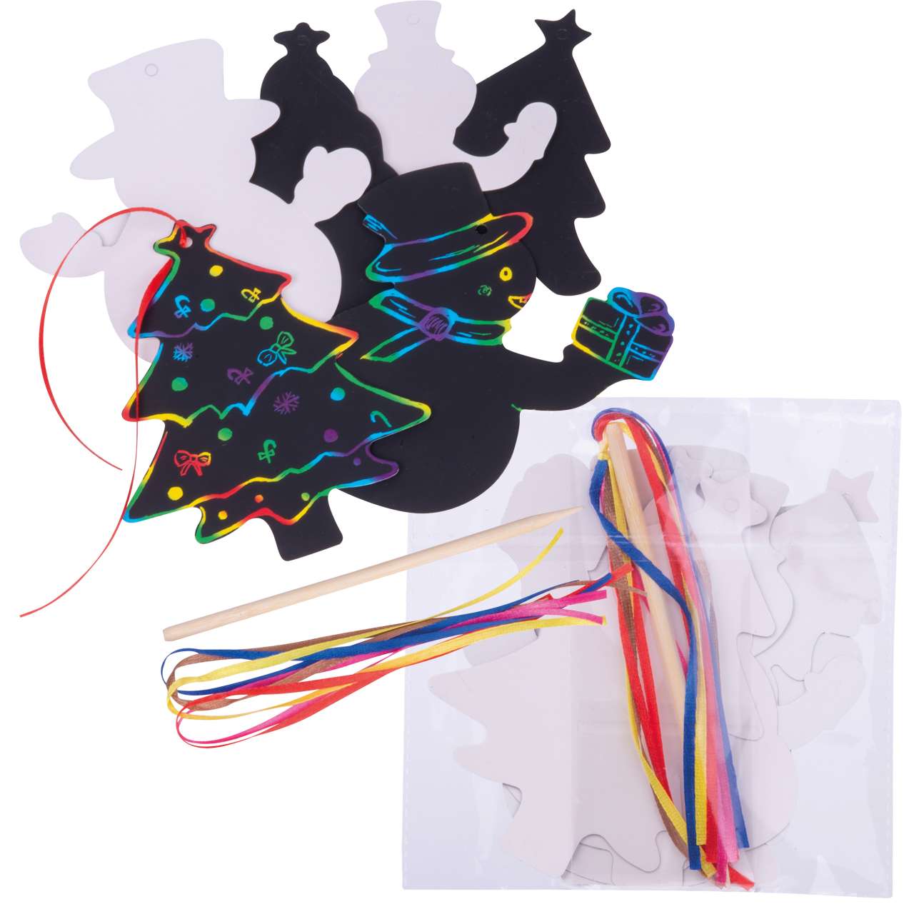 Kratzpapier Ornamente Set zum Aufhängen