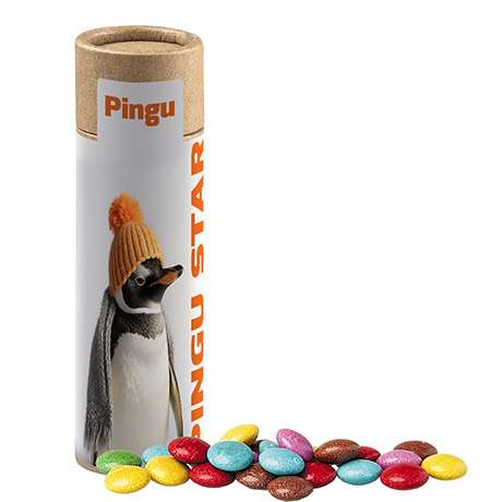 Bunte Schokolinsen, ca. 30g, Kraftpapierrolle