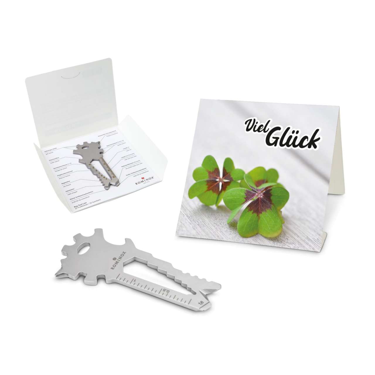 Geschenkartikel: ROMINOX® Key Tool Funktionen) im Motiv-Mäppchen Viel Glück