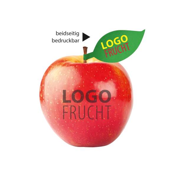 LogoFrucht Apfel rot mit Apfelblatt 4c