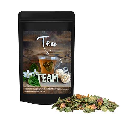 Bio Kräutertee Glücksgefühle, ca. 15g, Standbeutel Mini schwarz