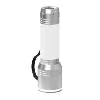 Taschenlampe silber, Ring weiß, Hülle weiß