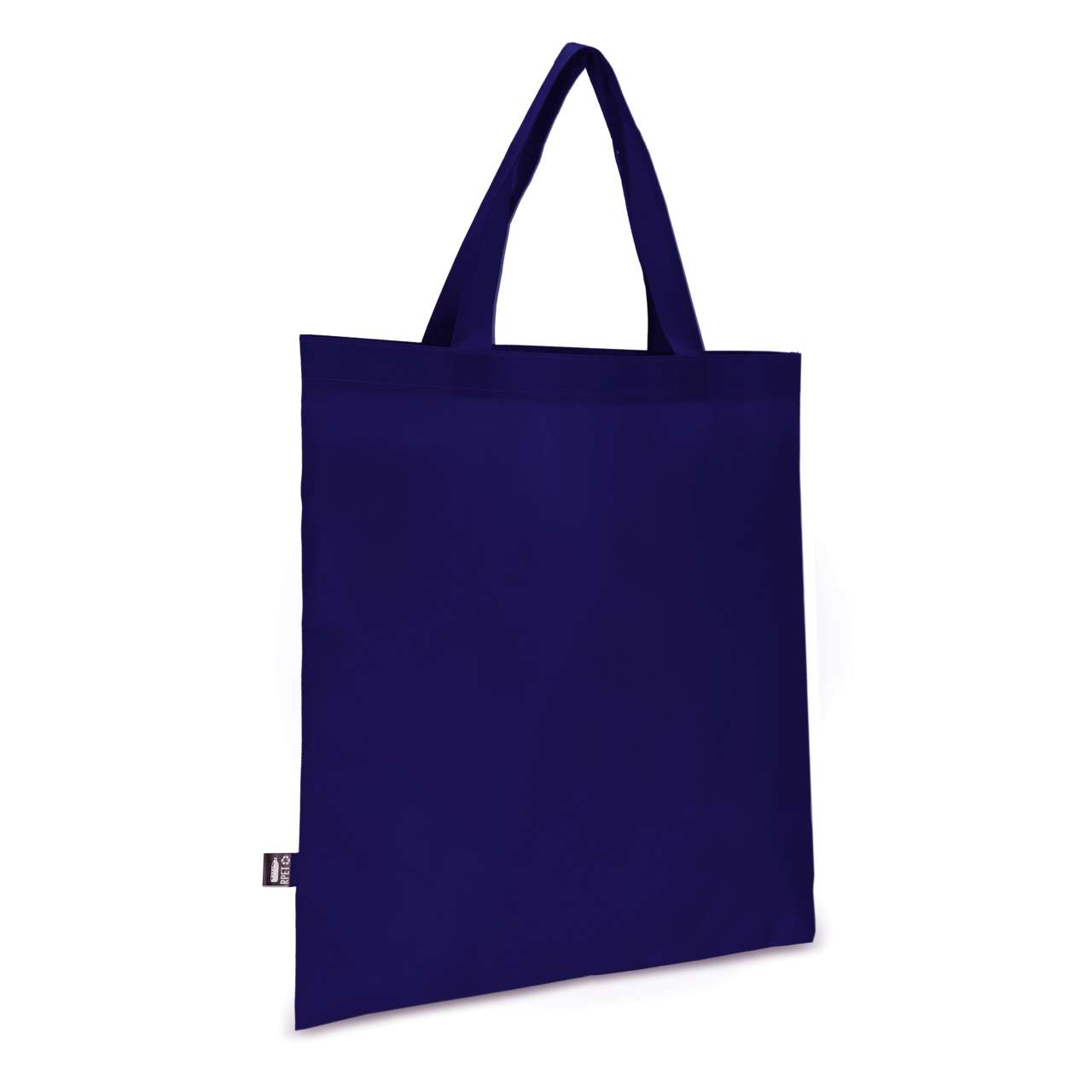 R-PET Tragetasche aus Non Woven mit kurzen Griffen 38 x 42cm 75g / m²