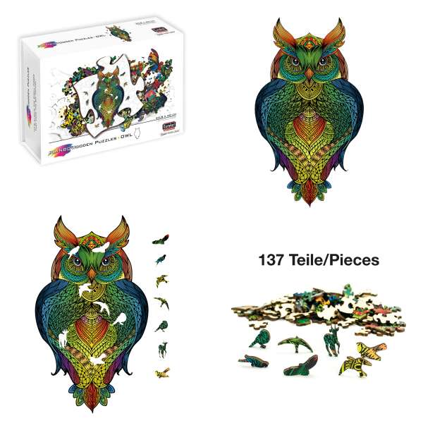 Rainbow Wooden Puzzle Owl (Eule) 137tlg.