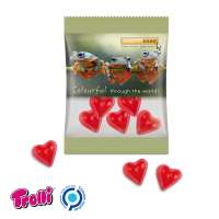transparent Trolli Fruchtgummi Herz rot, mini, Erdbeergeschmack, 10% Fruchtsaft