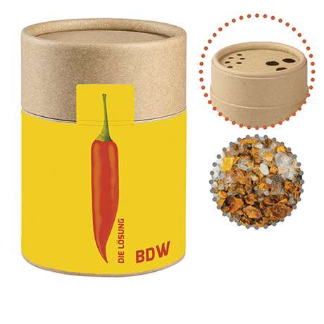 Gewürzmischung Chili-Salz, ca. 55g, Kraftpapierstreuer Midi