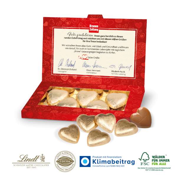 PRÄSENTBOX "BUSINESS” MIT LINDT SCHOKOHERZEN